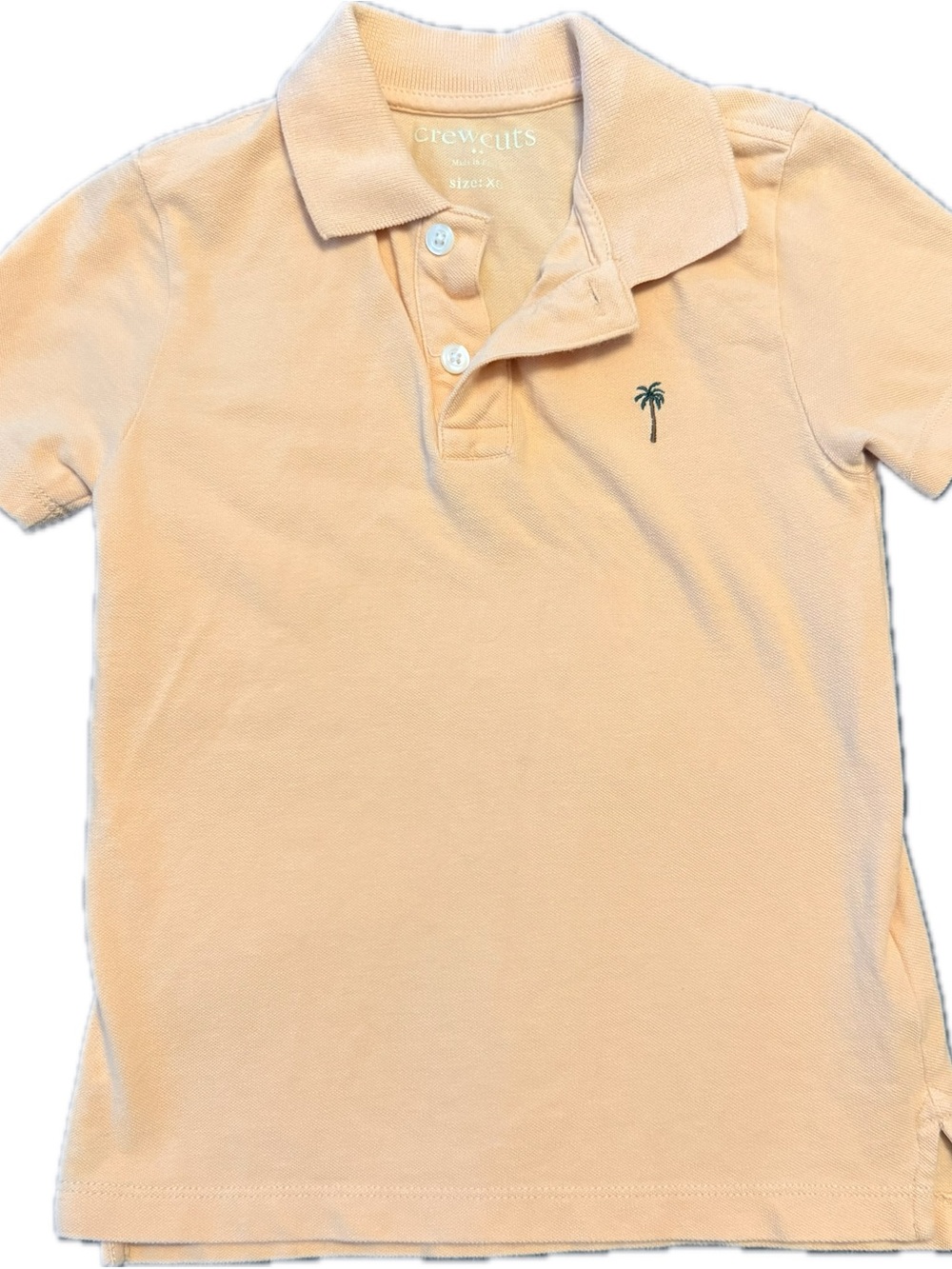 Crewcuts Peach Polo with Green Palm Embroidery